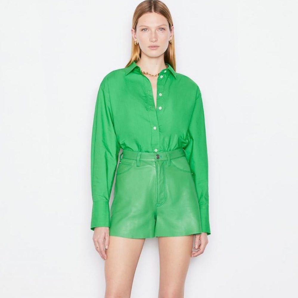 ✨💚NWT 100% LAMB LEATHER FRAME CUTOFF SHORTS💚✨